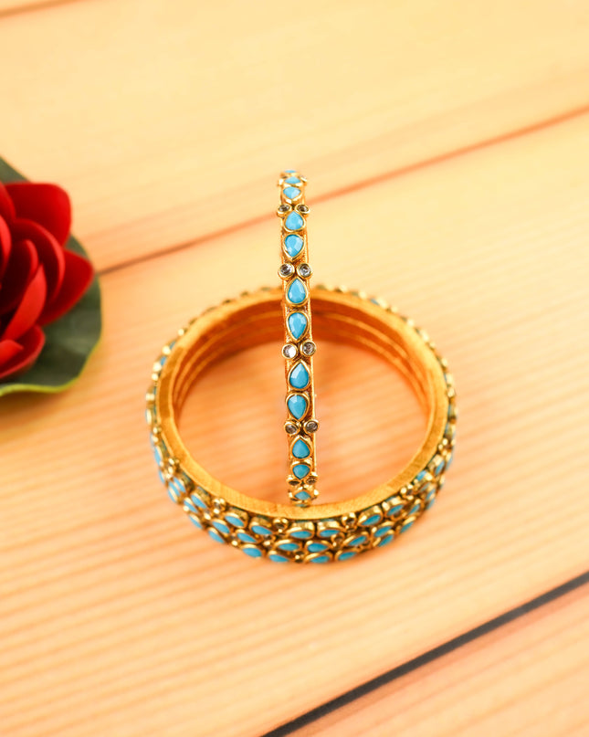 Kundan Bangles - Set of 4 - 2.6 inch - WL5997-1