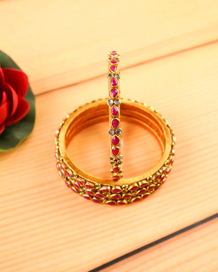 Kundan Bangles - Set of 4 - 2.6 inch - WL5997-1