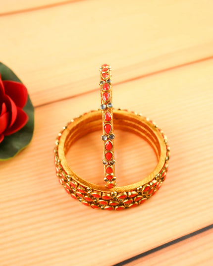 Kundan Bangles - Set of 4 - 2.6 inch - WL5997-1
