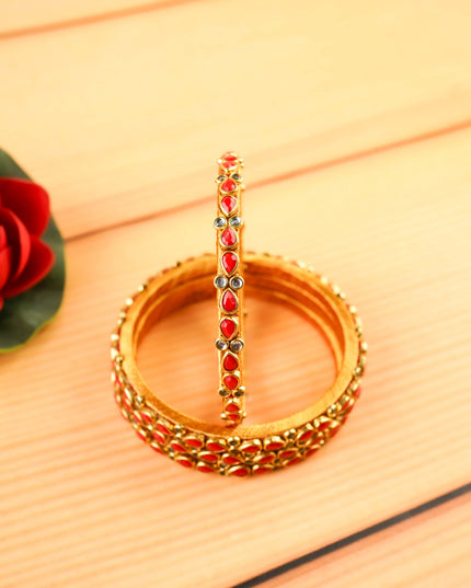 Kundan Bangles - Set of 4 - 2.6 inch - WL5997-1