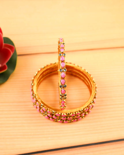 Kundan Bangles - Set of 4 - 2.8 inch - WL5997-2