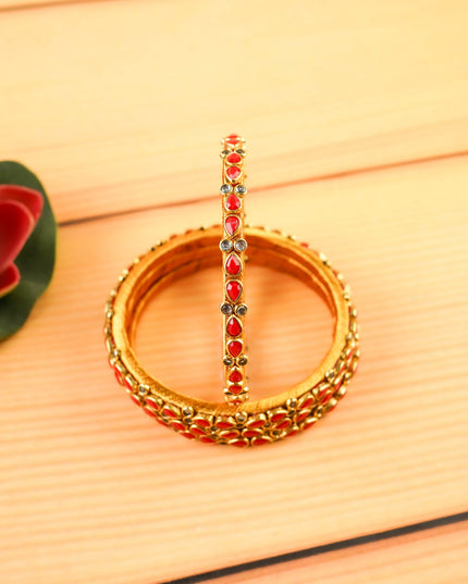 Kundan Bangles - Set of 4 - 2.8 inch - WL5997-2