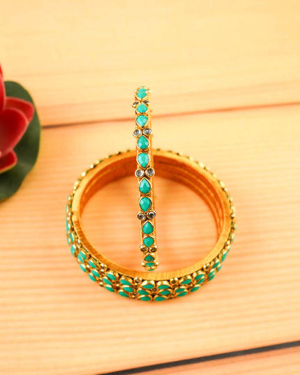 Kundan Bangles - Set of 4 - 2.8 inch - WL5997-2