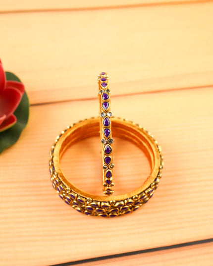 Kundan Bangles - Set of 4 - 2.8 inch - WL5997-2