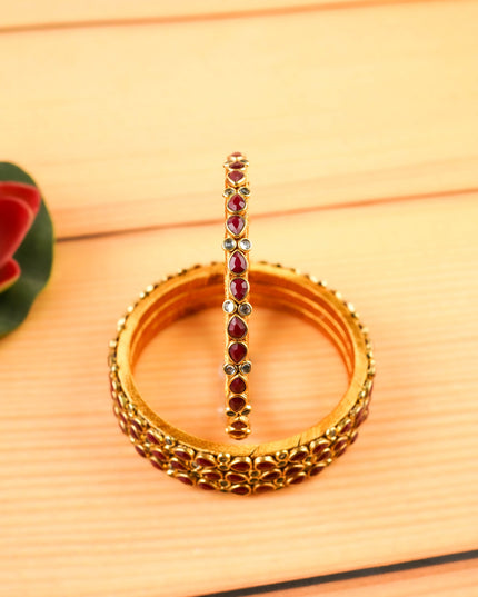 Kundan Bangles - Set of 4 - 2.8 inch - WL5997-2