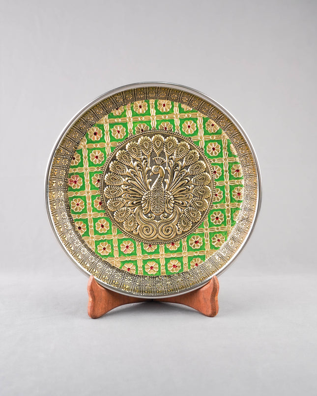 Meenakari Plate - Peacock - 9 inch - WL6000-3