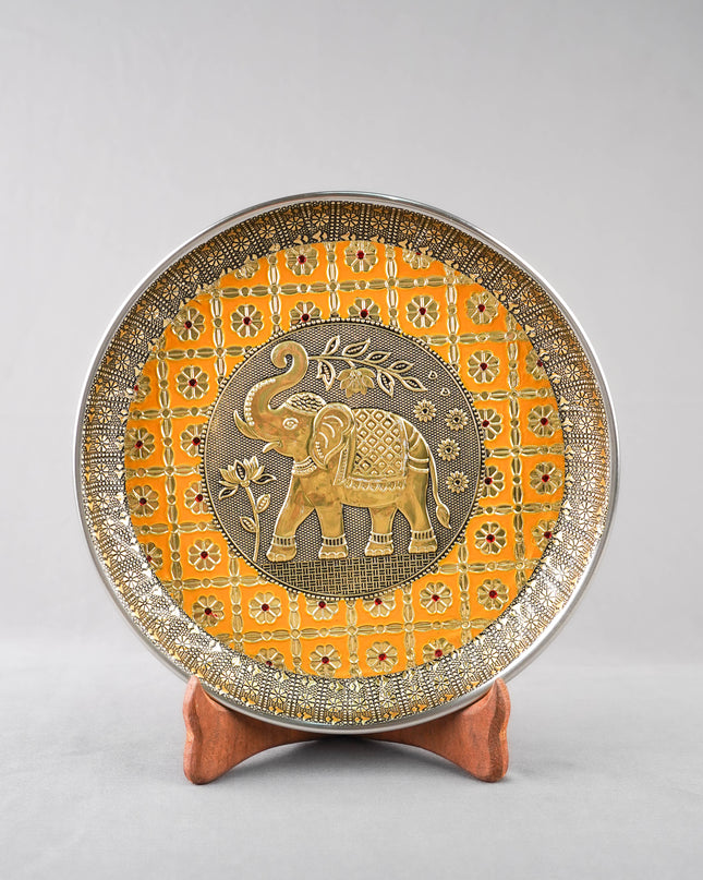 Meenakari Plate - Elephant - 9 inch - WL6000-4