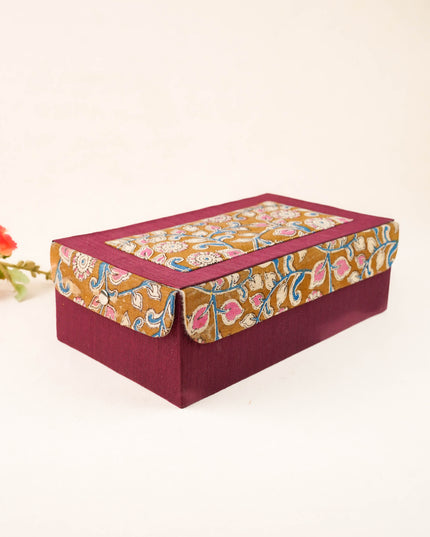 Raw Silk with Kalamkari Jewel Box - 11x7 inch - WL6002
