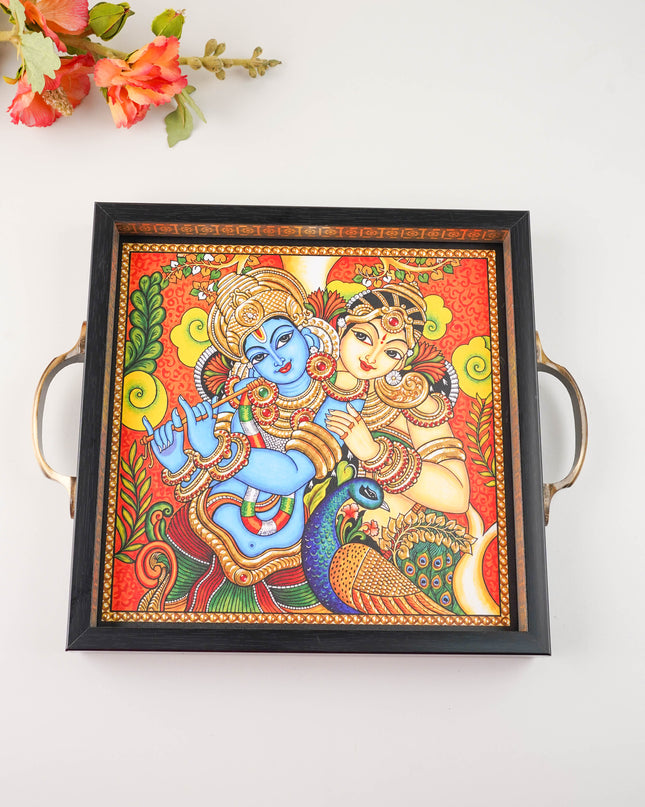 Radhakrishna Printed Tray with Handle - 11x9 inch - WL6004