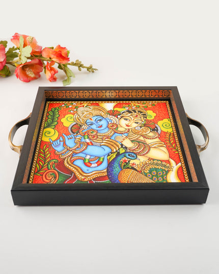 Radhakrishna Printed Tray with Handle - 11x9 inch - WL6004