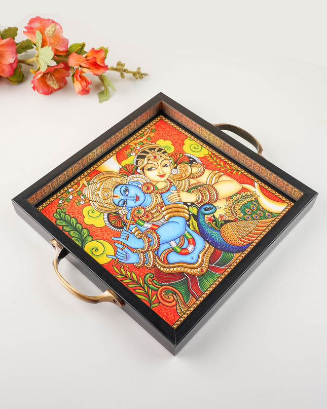 Radhakrishna Printed Tray with Handle - 11x9 inch - WL6004