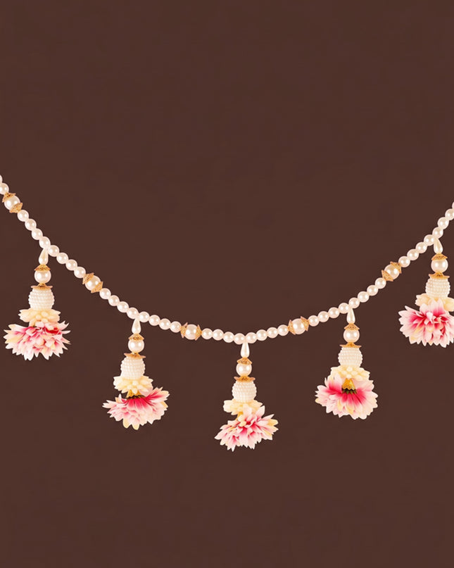 White Beads Thoran with Lotus - WL6006