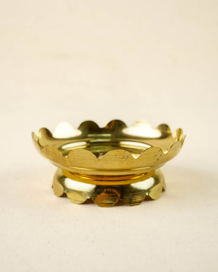 Brass Shree Yantra Lotus Bowl - 4 inch - WL6014-1