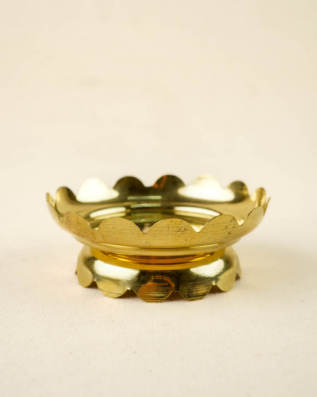 Brass Shree Yantra Lotus Bowl - 4 inch - WL6014-1
