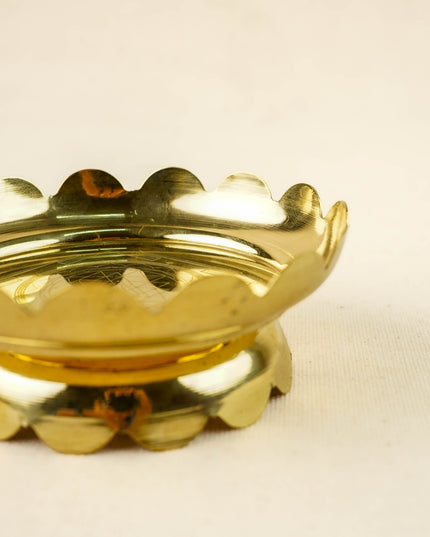 Brass Shree Yantra Lotus Bowl - 4 inch - WL6014-1