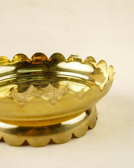 Brass Shree Yantra Lotus Bowl - 5 inch - WL6014-2