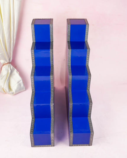 Decorative 5 Step Diya Padi - Blue - Set of 2 - WL6015-1