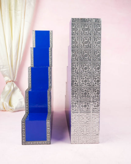 Decorative 5 Step Diya Padi - Blue - Set of 2 - WL6015-1