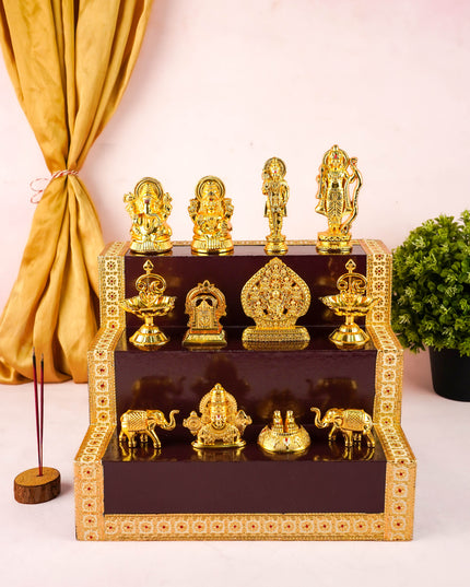 Swarna Golu - Gold Oxidized 3 Step Golu Padi & Zinc Alloy Idols - WL6020-1