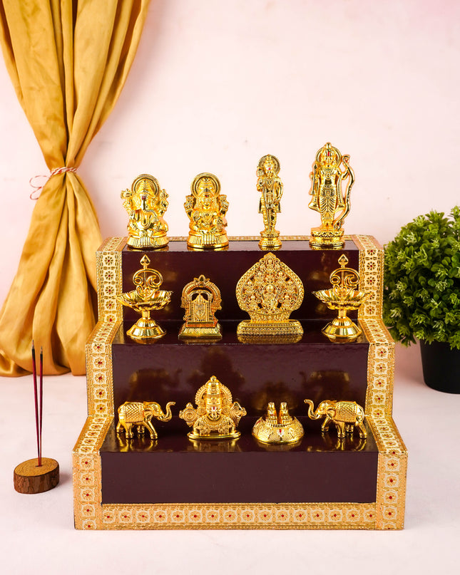 Swarna Golu - Gold Oxidized 3 Step Golu Padi & Zinc Alloy Idols - WL6020-1