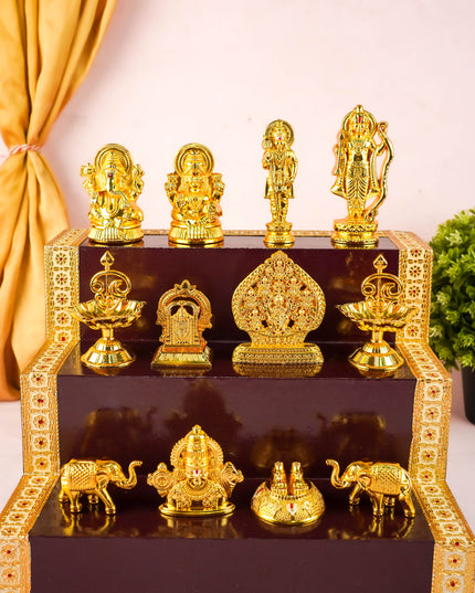 Swarna Golu - Gold Oxidized 3 Step Golu Padi & Zinc Alloy Idols - WL6020-1