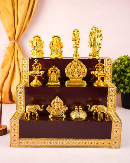 Swarna Golu - Gold Oxidized 3 Step Golu Padi & Zinc Alloy Idols - WL6020-1