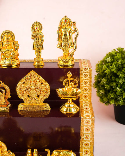 Swarna Golu - Gold Oxidized 3 Step Golu Padi & Zinc Alloy Idols - WL6020-1