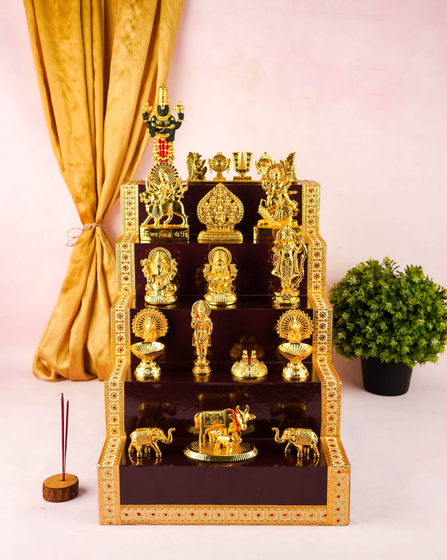Swarna Golu - Gold Oxidized 5 Step Golu Padi & Zinc Alloy Idols - WL6021-1