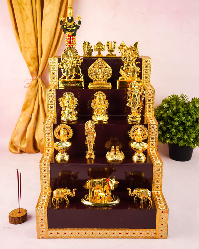 Swarna Golu - Gold Oxidized 5 Step Golu Padi & Zinc Alloy Idols - WL6021-1