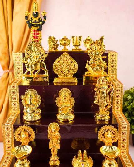 Swarna Golu - Gold Oxidized 5 Step Golu Padi & Zinc Alloy Idols - WL6021-1