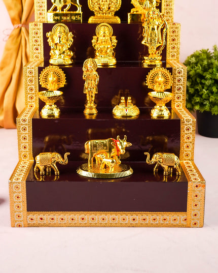 Swarna Golu - Gold Oxidized 5 Step Golu Padi & Zinc Alloy Idols - WL6021-1