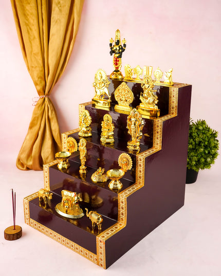 Swarna Golu - Gold Oxidized 5 Step Golu Padi & Zinc Alloy Idols - WL6021-1