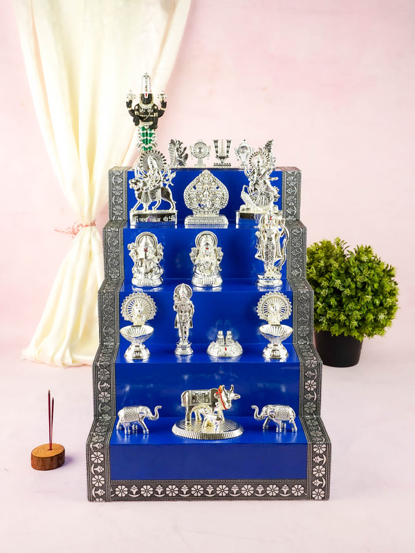 Swarna Golu - Silver Oxidized 5 Step Golu Padi & Zinc Alloy Idols - WL6021-2