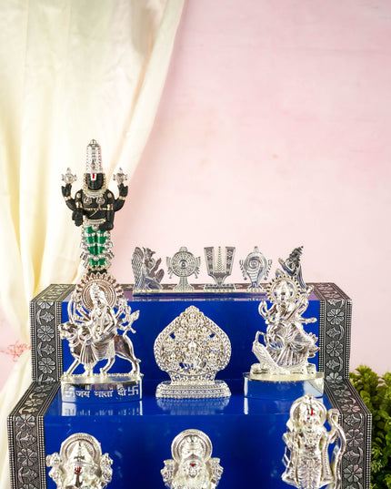Swarna Golu - Silver Oxidized 5 Step Golu Padi & Zinc Alloy Idols - WL6021-2