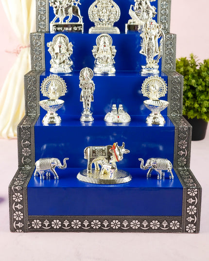 Swarna Golu - Silver Oxidized 5 Step Golu Padi & Zinc Alloy Idols - WL6021-2