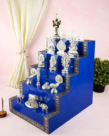 Swarna Golu - Silver Oxidized 5 Step Golu Padi & Zinc Alloy Idols - WL6021-2