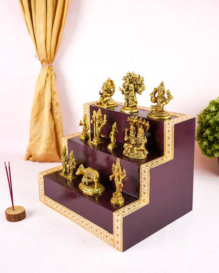 Swarna Golu - Gold Oxidized 3 Step Golu Padi & Brass Idols - WL6023-1