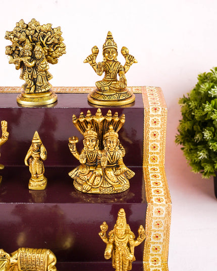 Swarna Golu - Gold Oxidized 3 Step Golu Padi & Brass Idols - WL6023-1