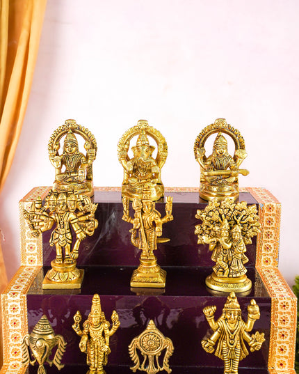 Swarna Golu - Gold Oxidized 5 Step Golu Padi & Brass Idols - WL6023-2