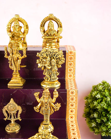 Swarna Golu - Gold Oxidized 5 Step Golu Padi & Brass Idols - WL6023-2