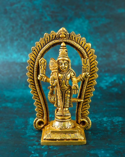Brass Murugan Idol with Vel - 5 inch - WL6027