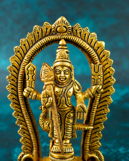Brass Murugan Idol with Vel - 5 inch - WL6027