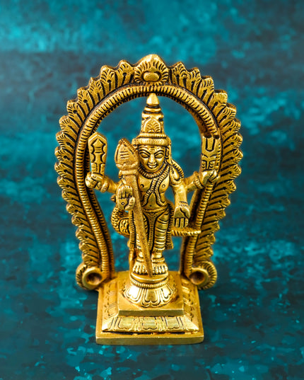 Brass Murugan Idol with Vel - 5 inch - WL6027