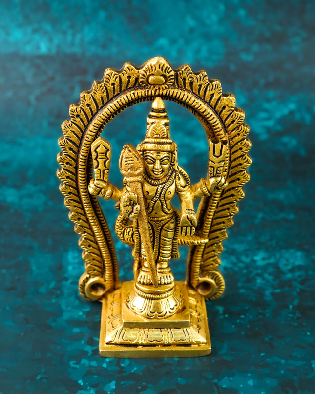 Brass Murugan Idol with Vel - 5 inch - WL6027