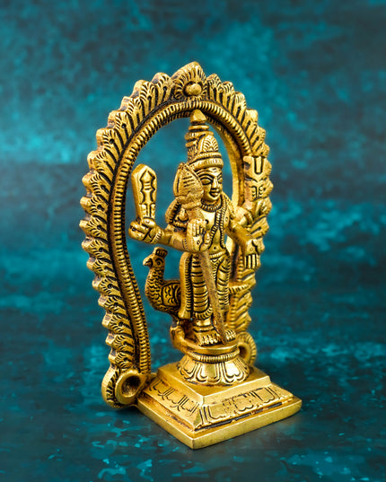 Brass Murugan Idol with Vel - 5 inch - WL6027