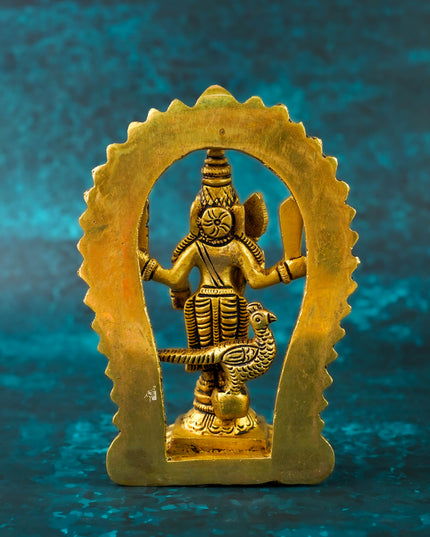Brass Murugan Idol with Vel - 5 inch - WL6027
