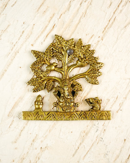 Brass Ganesha with Tree - 5 inch - WL6031