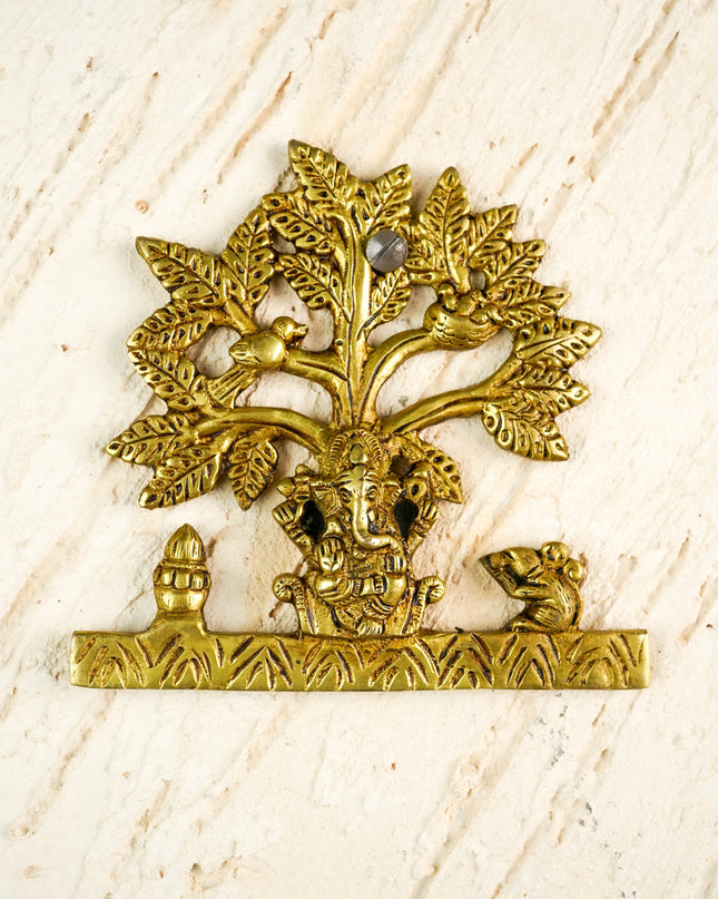 Brass Ganesha with Tree - 5 inch - WL6031