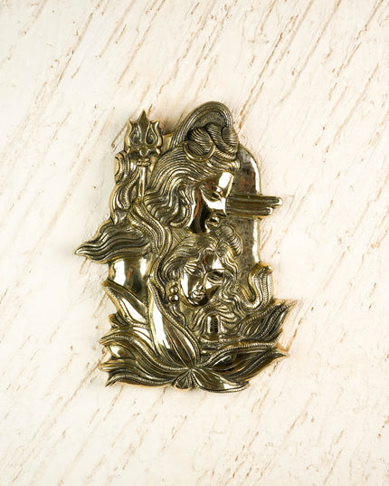 Brass Shivan Parvathi Wall Hanging - 10 inch - WL6035