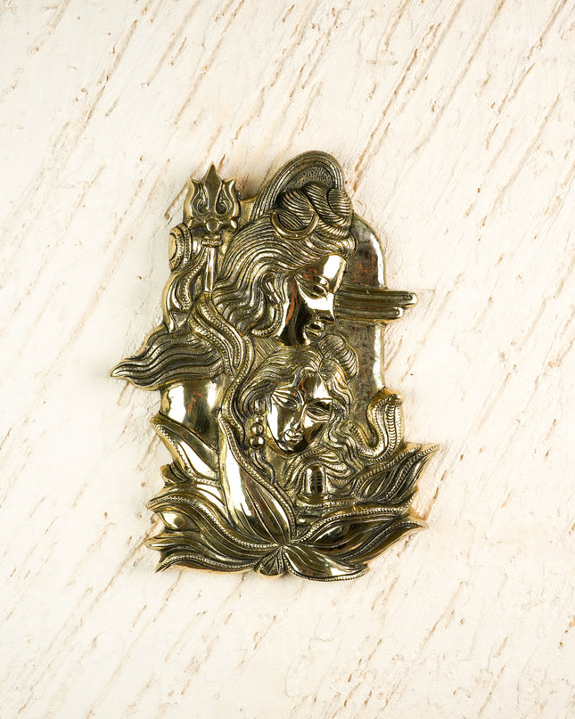 Brass Shivan Parvathi Wall Hanging - 10 inch - WL6035